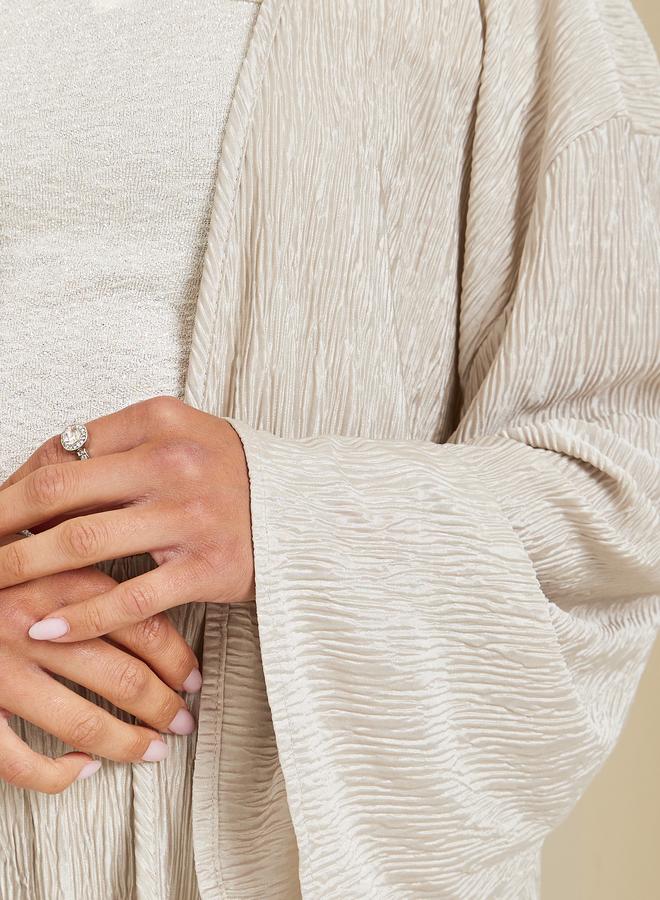 ستايلي كيمونو طويل بليسيه بقصة عادية - Image 2